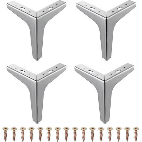 Lot de 4 pieds de meuble triangulaires de 15 cm, pieds de table en métal avec vis et protections. (1/3)