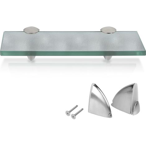 Randaco Glasablage Milchglas Glänzend aus rostfreiem Zinkdruckguss Silber glänzend Zinkdruckguss chrom Glas satiniert 20x10CM