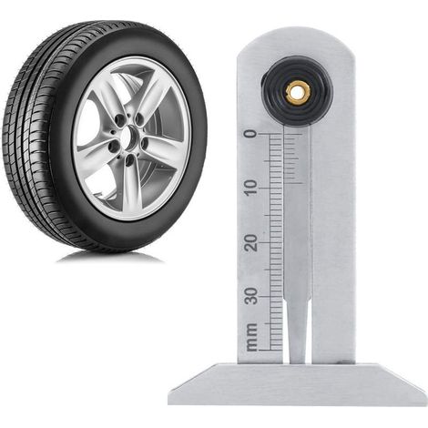 Mesure Usure Pneu, Jauge de Profondeur de Pneu en Acier Inoxydable Pneu Sécurité Règle Pneu Mètre 0-30mm pour Voiture Moto (1/5)