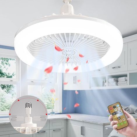 Lampe Ventilateur Plafond,Luminaire Ventilateur Plafonnier,E27 Lustre Ventilateur de Plafond Silencieux Avec Lumiere et Telecommande,Ventilo Plafond Avec Lumière (1/5)