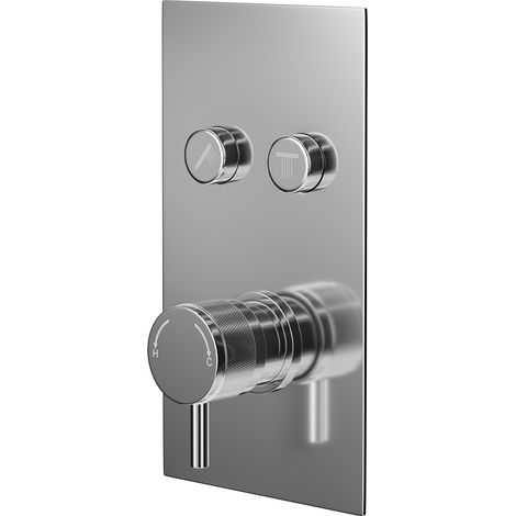 Circo Polished Chrome Concealed Push Button Twin Shower Valve with Half Knurled Control Handle - 2 Outlet (1/5)