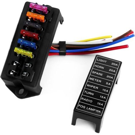 8 Voies Boîte à Fusibles avec Fil, Porte Fusible 12V/24V/32V 120AMP 2 Entrées 8 Sorties avec 12 Pcs Fusible à Lame Libre (2pcs x 3A/5A/7,5A/10A/15A/20A) pour Voiture Bateau Marine Trike (1/4)