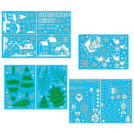 Weihnachtsfensteraufkleber mit Schneeflocken, Rentieren, Weihnachtsmann und Elfen – wiederverwendbare Aufkleber für Glas (1/5)