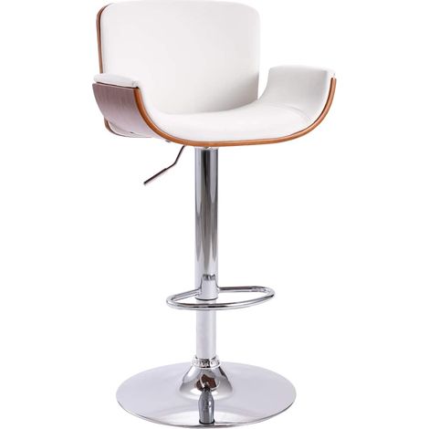 vidaXL Taburete de cocina cuero sintético blanco (1/4)