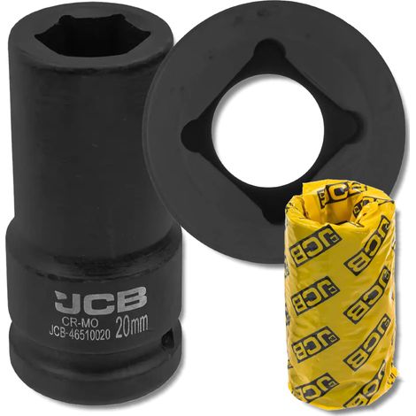Chiave a bussola a impatto profonda JCB da 3/4" in acciaio Cr-Mo a 6 punte da 20 mm