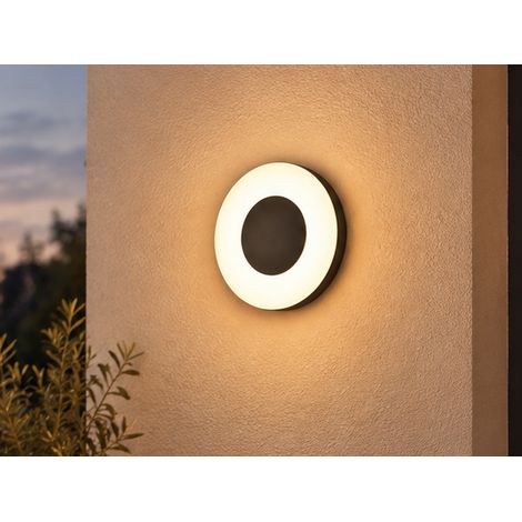 LED Außenwandleuchte MORENA Ø 25cm Lichtfarbe einstellbar Schwarz Weiß (1/5)