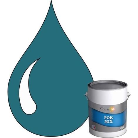 Peinture d'Accroche et Finition 2 en 1 - POK - POK MIX - Acrylique Satinée - RAL 5021 - 1L (1/4)