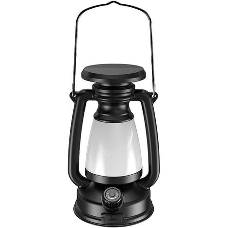 Lanterne de camping LED rechargeable USB, style vintage, multifonctionnelle et portable, idéale pour les tentes et les activités de plein air. (1/4)