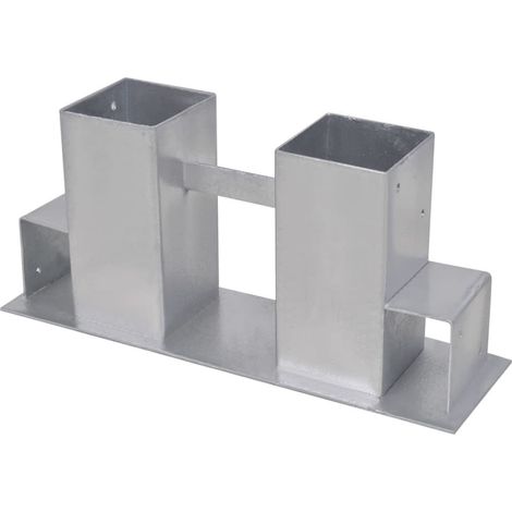 vidaXL Soporte para el apilamiento de leña 4 uds acero plateado (1/2)