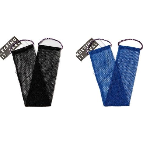 Spugna da bagno esfoliante, versatile, 2 pezzi - Nero-Blu (1/2)