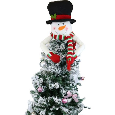 Adorno para árbol de Navidad, Muñeco de nieve, Brazos de hierro flexibles, Bufanda de punto, Para interior y exterior (1/5)