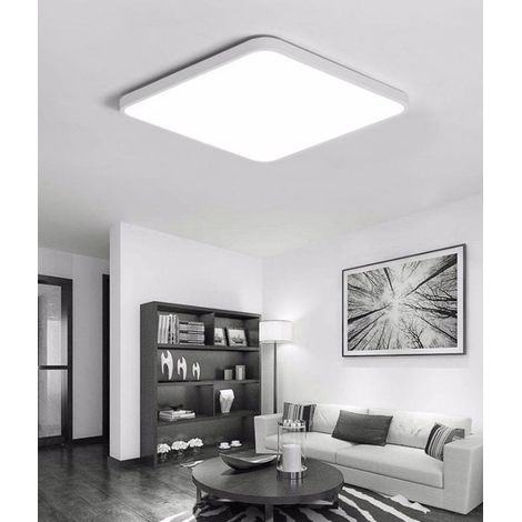 Plafonnier LED 48W, panneau carré, moderne, ultra-mince, 4320 lm, blanc froid, 6000K, salon, balcon, 40 x 40 x 5 cm. (1/5)