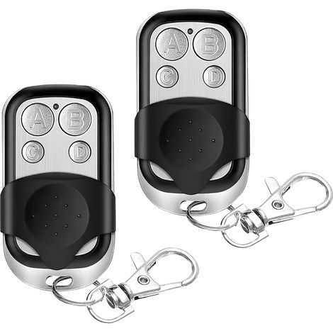 Juego de 2 mandos a distancia universales para puertas de garaje, 433 MHz, mando de 4 botones, duplicador de mandos a distancia para puertas de garaje, clon de puerta eléctrica con tapa. (1/4)
