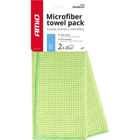 Mikrofaser-Waffeltuch für Fenster und Spiegel 40x30 cm 2 Stück. amio-03734 (1/3)