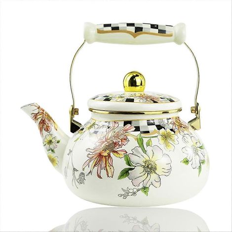 Bouilloire en émail à motif floral, théière en porcelaine pour la cuisine, idéale pour la cuisson. Décoration de cuisine. (1/5)