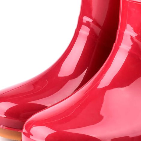 Bottes de Pluie Femme PVC Antidérapantes Courtes Tête Ronde 36 Rouge Multi-Usage Jardinerie Travail (1/4)