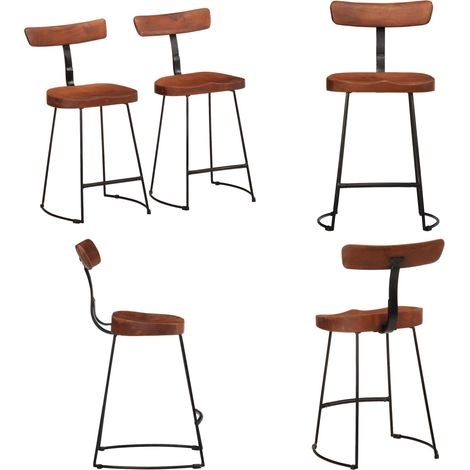 vidaXL Tabourets de bar lot de 2 49x43x79 cm bois de manguier massif (1/5)