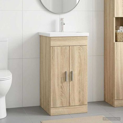 Meuble de salle de bain avec évier Chêne Sonoma, Meuble Mural, Design Moderne (1/5)