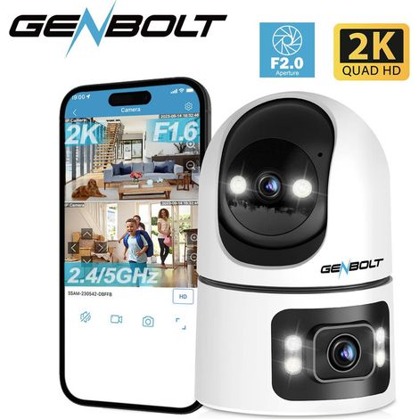 Caméra Surveillance WiFi Intérieure, CCTV Caméra Sécurité IP Domestique IP à Double Objectif 360° Détection Humaine Intelligent, Nanny Pet Dog Cam, 2.4&5GHz Double Moniteur de bébé WiFi (1/5)