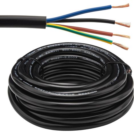 RVV Electrical Cable 4x0.75mm² 5 Meters 18AWG 300/500V 7.5A Flexible Tinned Copper Cable Oxygen Free for Alarm Systems, Intercom, LED Auto/Home Lighting, Outdoor Appliances (1/5)