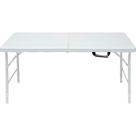 Mesa plegable regulable 124,97 cm blanca de plástico y hierro para exterior e interior (1/5)