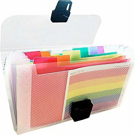 Organisateur de document Rainbow Multicolore Plastique Trieur Extensible Petit Portable A6 Extensible 13 Compartiments Accordéon Trieur Classeur de Documents Porte-documents (1/4)