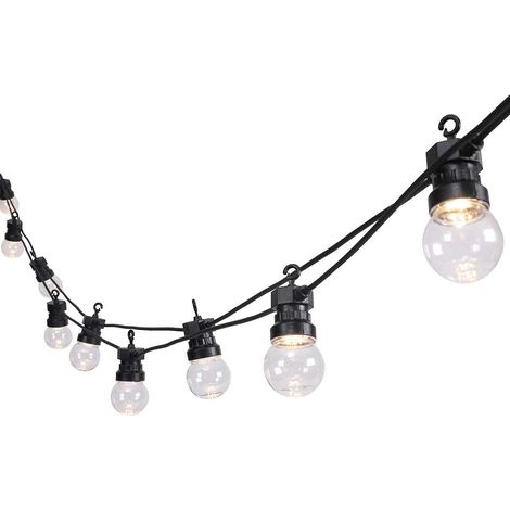ORION91 LED Garland 10m with 20 Warm White Bulbs for Outdoor Garden Decoration, IP44 Waterproof, 3000K Warm Light, 550 Lumens, Connectable Lights for Patios and Terraces (1/2)