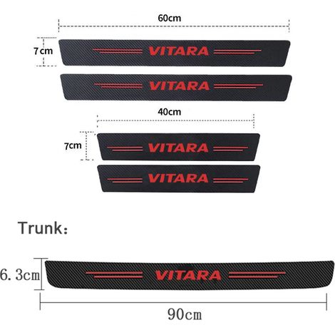 (5 pièces) Autocollants de seuil de porte et de coffre style Suzuki Vitara avec logo,en fibre de carbone,anti-rayures et imperméables Film protecteur (1/3)
