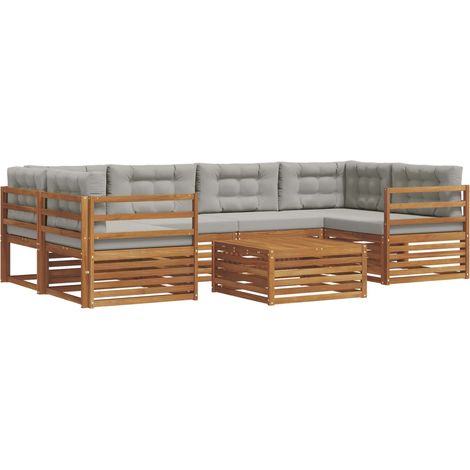 Conjunto de sofás de exterior 7 uds. Gris Natural y Claro vidaXL (1/5)