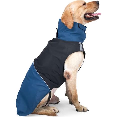 Impermeable para perros Abrigo para perros Abrigos de invierno impermeables para perros Abrigo cortavientos para perros Abrigo de invierno para perros Tira reflectante Perfecto, Azul, Negro, Impermeab (1/5)