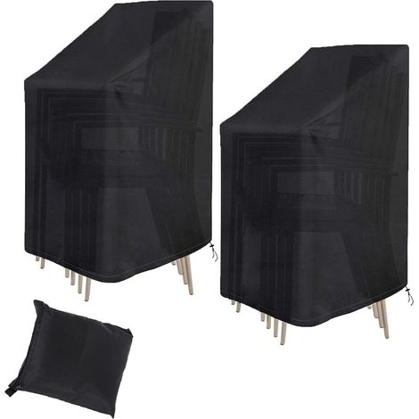 Lot de 2 housses de protection pour chaises de jardin-en tissu Oxford 210D, imperméable, coupe-vent, housse de protection indéchirables-pour chaises d\\'extérieur, patio-75 x 75 x 120 cm (1/5)