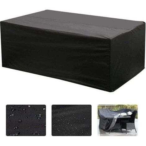 Housse de Salon 1505080CM Table Rectangulaire Oxford pour Meubles de Jardin UV Protection (Noir) (1/4)