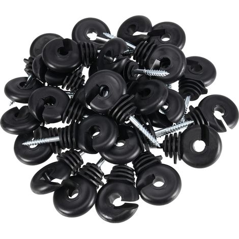 Lot de 100 isolateurs de clôture électrique noirs de 8,4 cm pour clôture électrique (1/5)