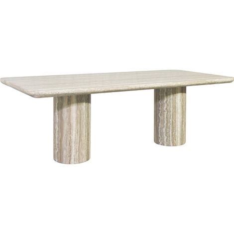 Table à manger design gris travertin effet marbre sculptural - Gris travertin effet marbre