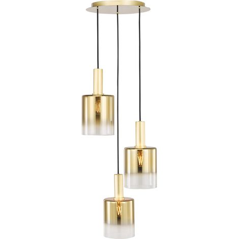 Dar Savannah Suspension Savannah à 3 lumières en verre satiné doré et doré ombré (1/5)