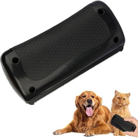Spazzola per la rimozione del pelo di animali domestici, gatti e cavalli, pettine, spazzola per la toelettatura di cani e gatti, strumento, in grado di rimuovere peli annodati e caduti (nera, confezio (1/5)