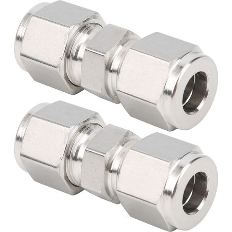 Adaptateur droit de tube à double bague, raccord à compression en acier inoxydable 316, lot de 2, pour tube Ф10 (1/5)