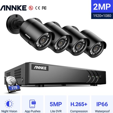 ANNKE 1080P IR Night Vision Waterproof HD TVI Bullet Security Camera System 4Camera H.265+ Video 3K HD 5 in 1 Surveillance Security System CCTV Kit - 2TB HDD (1/5)