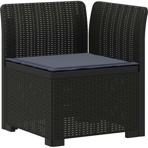 Canapé de jardin 1 place avec coussin look rotin PP Anthracite vidaXL (1/5)