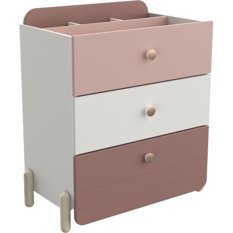 Cómoda Infantil o Juvenil Jade color Rosa y Blanco mate Habitación Dormitorio 82x41x73 cm (1/5)