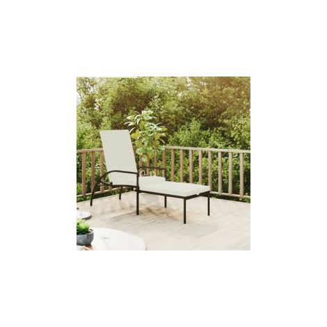 Chaise longue avec repose-pied Résine tressée Noir (1/5)
