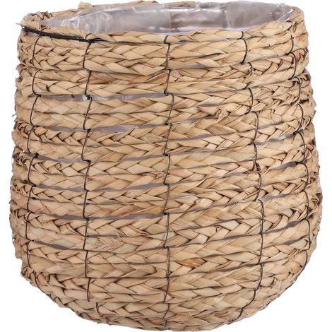 Cache-pot Panier à Plantes Avalon en Jonc de Mer Tressé Marron Clair H31 x Ø30 cm - PANGIVO (1/5)