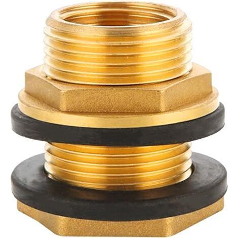 Brass rain barrel feedthrough female G3/4" (Ø24mm) x male G1" (Ø32.5mm), 2 seals included, Tank connection Passage for tanks Tanks Barrels (1/5)