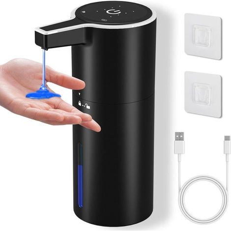Distributeur Savon Automatique 400ML Infrarouge - 4 Vitesses, USB Rechargeable, IPX5 Étanche, Cuisine/Salle de Bain (Mural) (1/5)