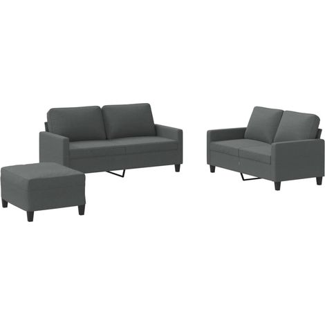 Maison Exclusive - Set di Divani 3 pz con Cuscini Grigio Scuro in Tessuto