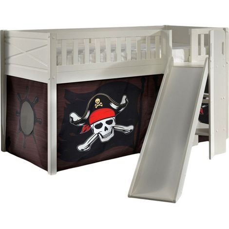 Lit Enfant Toboggan & Tente "Scott Caribian Pirates" 90x200cm Blanc (1/5)