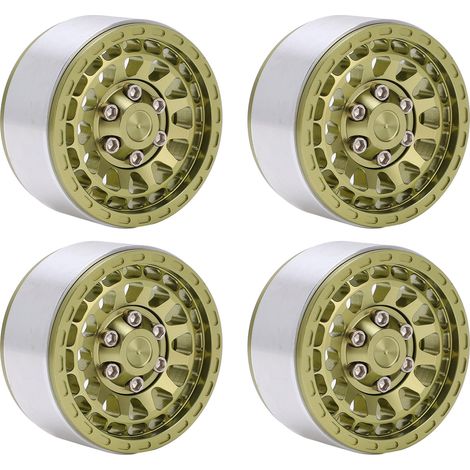 4pcs ensemble de moyeux de roue Beadlock 1.9 pouces en alliage d'aluminium pour voitures RC 1/10 1/12 1/14 - jantes vert clair (1/5)
