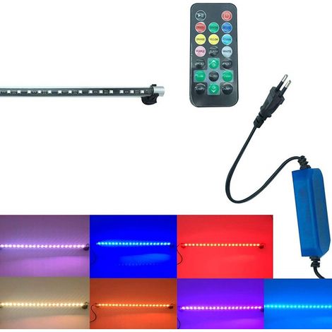 Trade Shop - Lampada Immersione Decorativa T4 Led Rgb Telecomando Acquari 25 Cm 1.5 W Ventose -