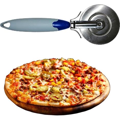 Rotella tagliapizza lama in acciaio con manico plastica per pizzeria ristorante set da 3 verde celeste giallo (1/5)