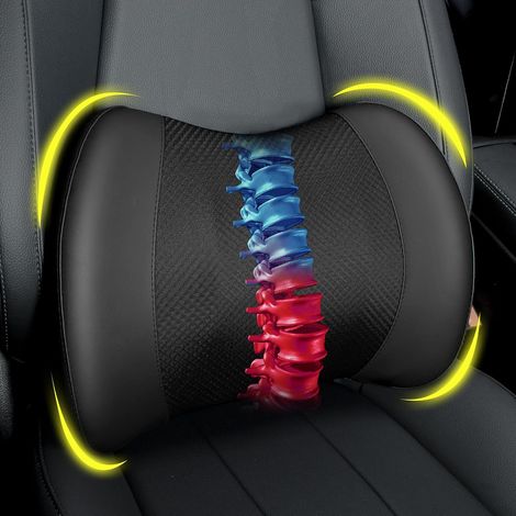 Oreiller de Soutien Lombaire : Oreiller Lombaire en Mousse à mémoire de Forme pour soulager Les douleurs dans Le Bas du Dos - Coussin de Dos de Voiture pour la Conduite - Soutien Lombaire pour Chaise (1/5)